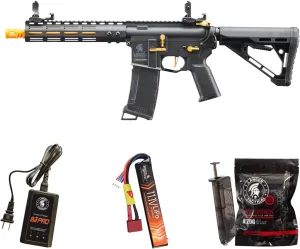 Lancer Tactical Gen 3 Programmable Trigger Archon MLOCK 9" Lightweight Durable Polymer M4 Airsoft MLOK AEG w/Lipo Battery & Charger (ETU & MOSFET Included)