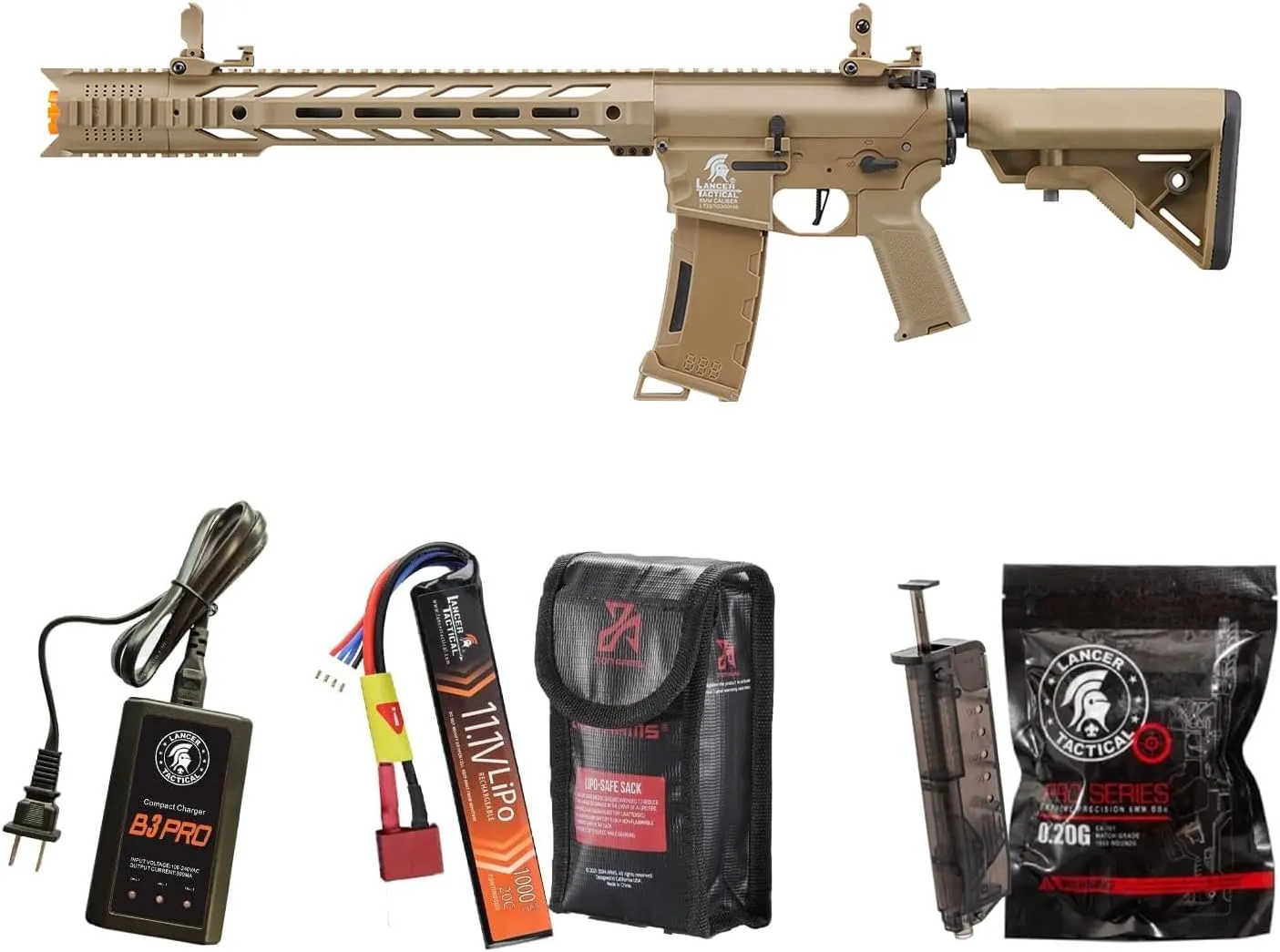 Lancer Tactical Gen 3 SPR Interceptor M4 Airsoft with Programmable Mosfet/ETU-Electric Full/Semi-Auto AEG Rifle (Lipo Battery & Charger Included)