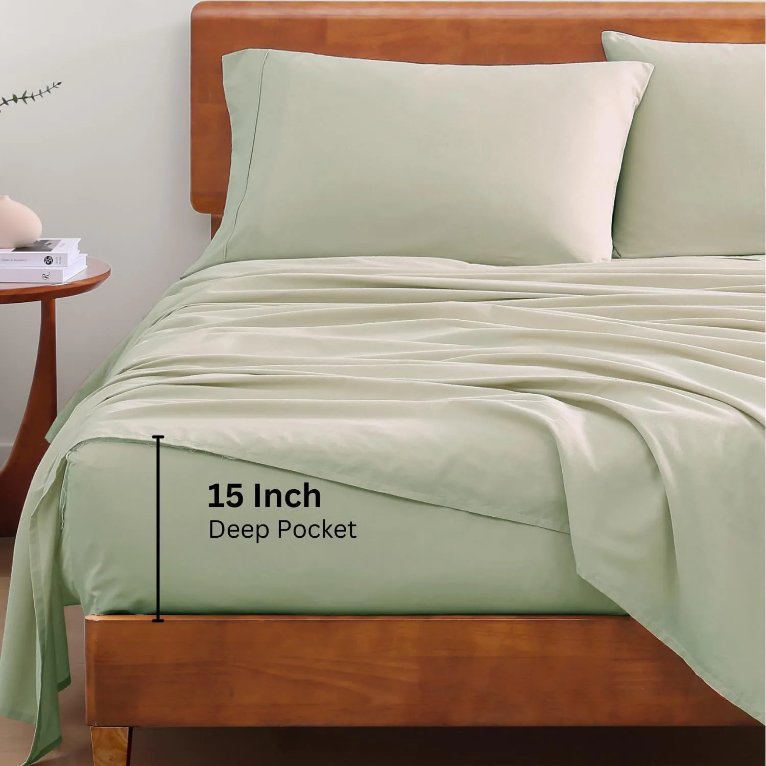 LANE LINEN 100% Organic Cotton King Bed Sheet Set, Bedsheets 4Pc Soft Cooling Fully Elasticized Mercerised All Season Sustainably Produced Cotton Sheets King Size, Oeko Tex Sheets - Mineral