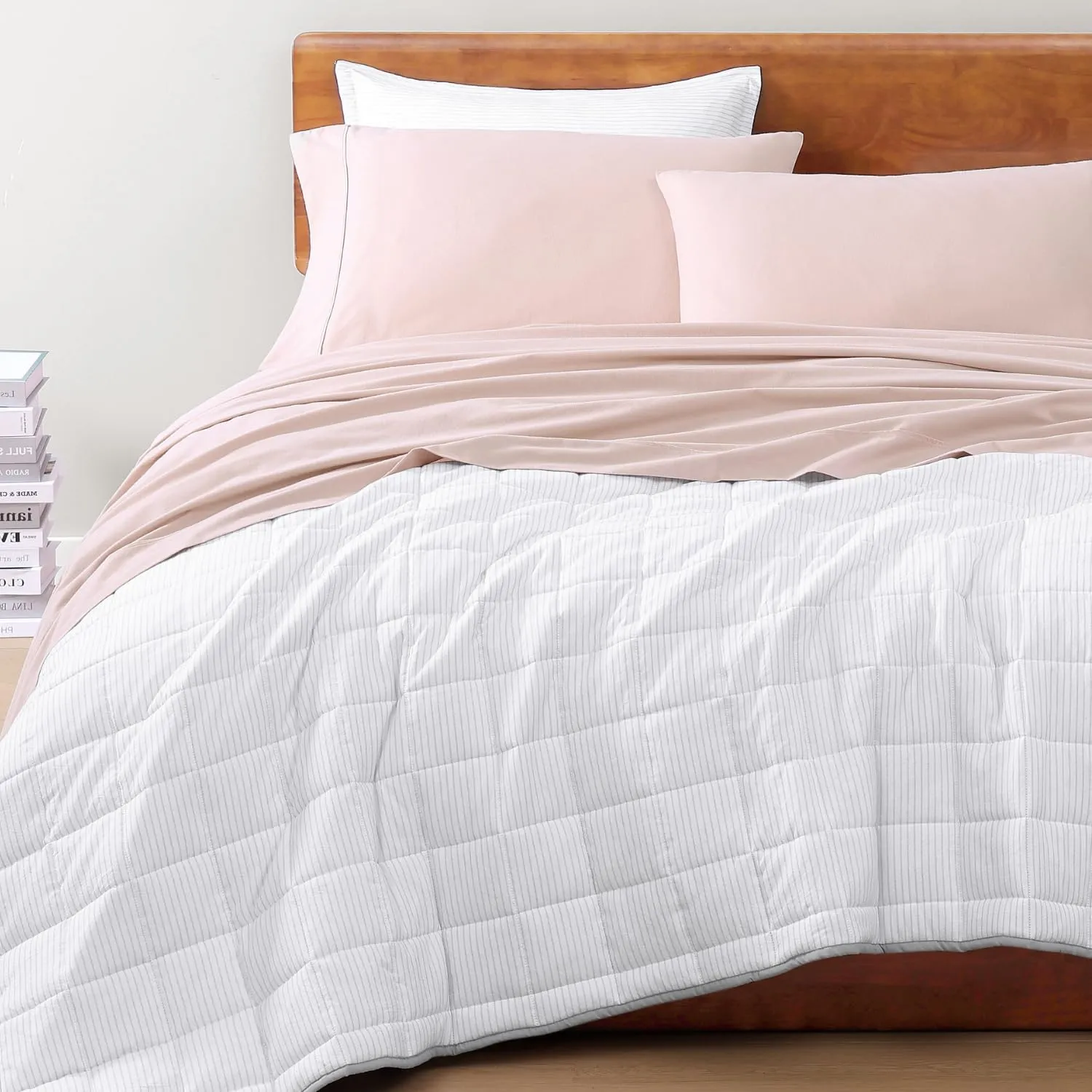 LANE LINEN Eco Friendly 100% Organic Cotton Sheets Queen Size, Mercerized Cotton Fully Elasticized Reinforced Seams Low Pill Fade Resistant Hotel Luxury Bed Sheets Set- Dusty Rose