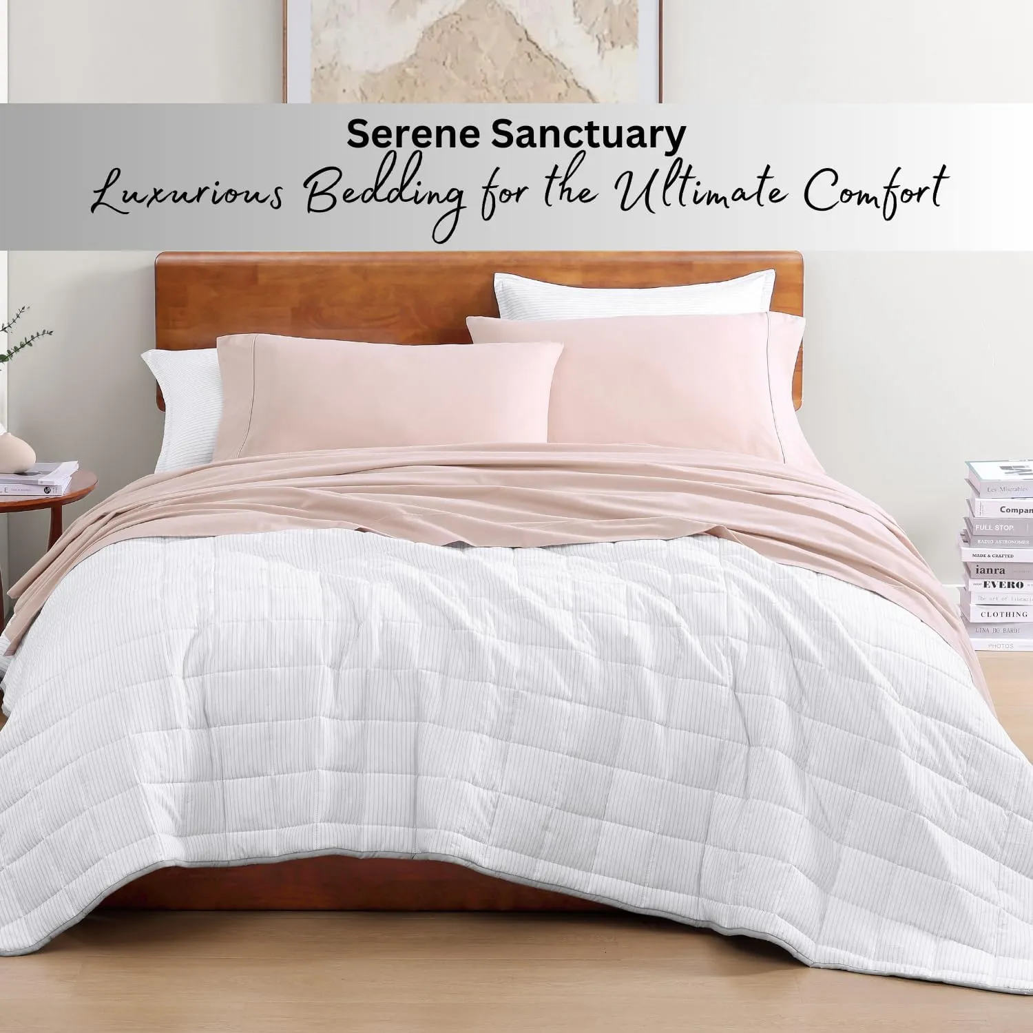 LANE LINEN Eco Friendly 100% Organic Cotton Sheets Queen Size, Mercerized Cotton Fully Elasticized Reinforced Seams Low Pill Fade Resistant Hotel Luxury Bed Sheets Set- Dusty Rose