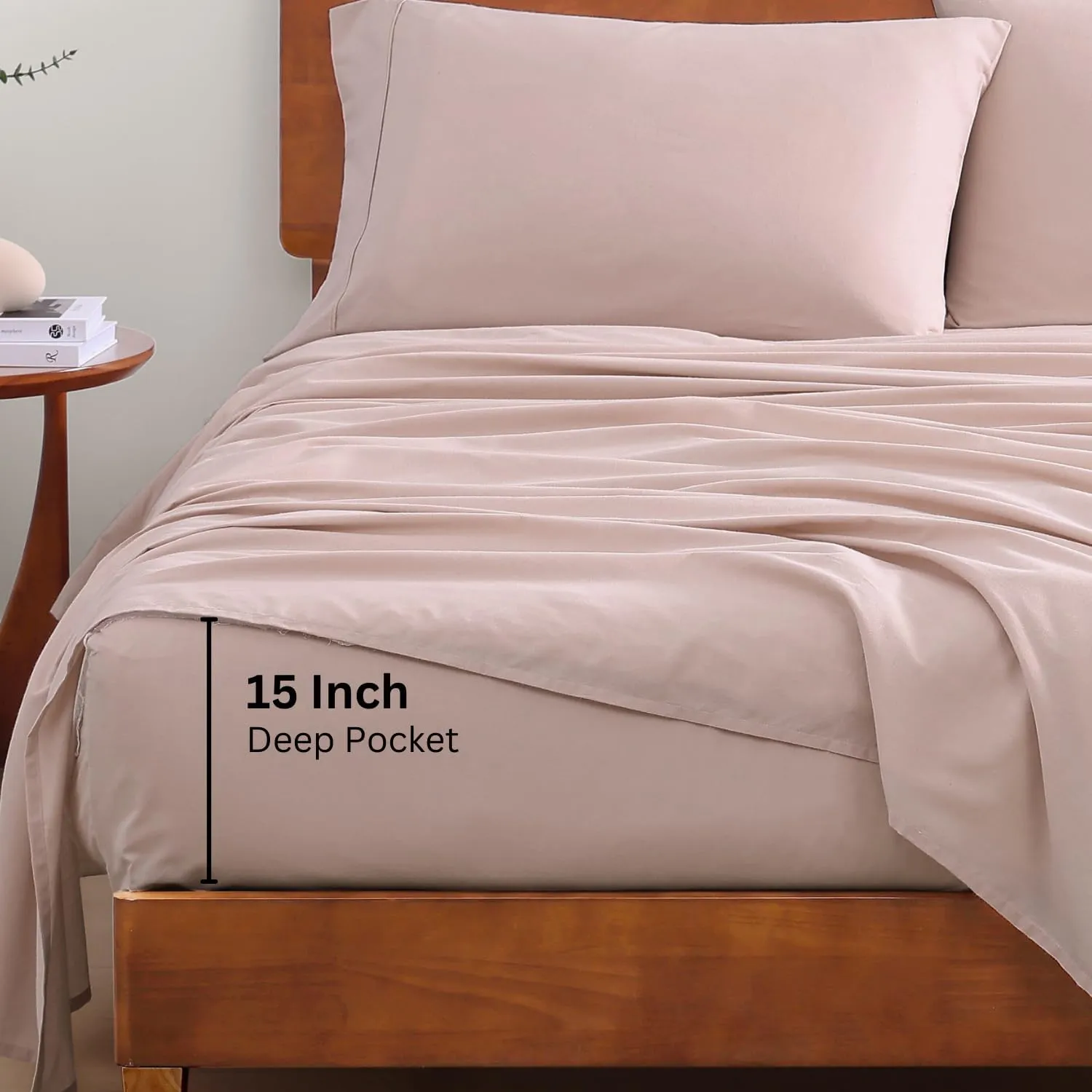 LANE LINEN Eco Friendly 100% Organic Cotton Sheets Queen Size, Mercerized Cotton Fully Elasticized Reinforced Seams Low Pill Fade Resistant Hotel Luxury Bed Sheets Set- Dusty Rose
