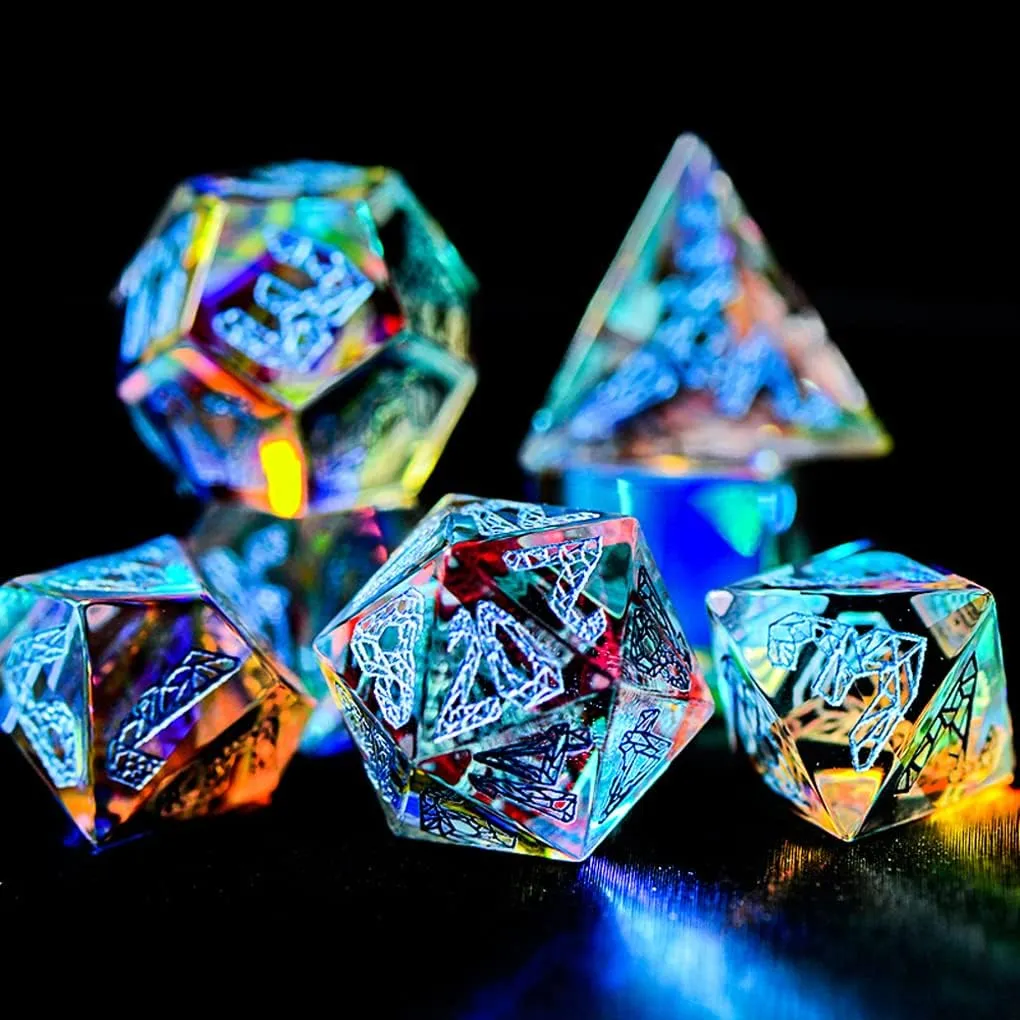 LANGWEI Role Playing Dice Pretty Phantom Crystal DND Dice Set, Dungeons and Dragons Polyhedral Dice Set for Table Games, TRPG, Creative Gifts