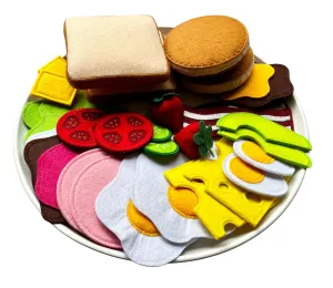 Large Breakfast Set with Bread and Pancake/Handmade Felt Play Food for Kids/Pretend Play/Montessori Educational Kitchen Toys/Felt Toy Food for Toddlers and Kids