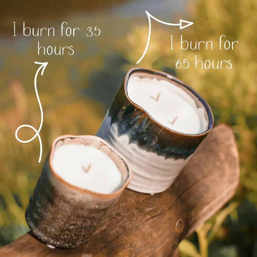 Large Cream Ribbed Ceramic Garden Candle