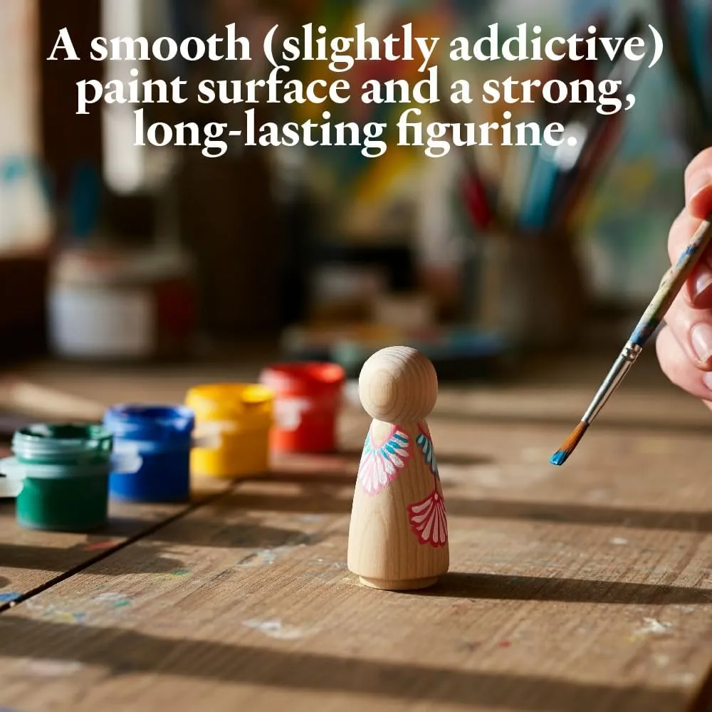 Large Dad Shape Wood Peg Figures, Pack of 25 Unfinished Birch People, Strong Wooden Peg Dolls for Play and Crafts