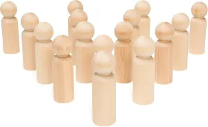 Large Dad Shape Wood Peg Figures, Pack of 25 Unfinished Birch People, Strong Wooden Peg Dolls for Play and Crafts