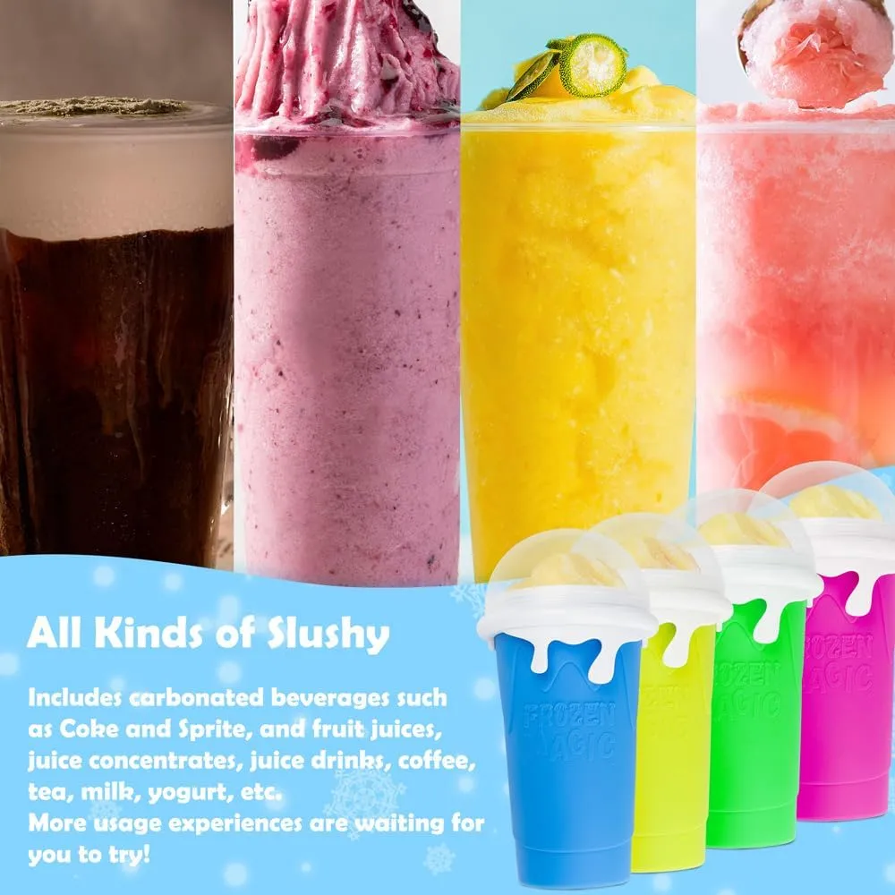 Large Slushie Cup 500ml,Frozen Magic Slushy Cup Maker,DIY Homemade Ice Cream,Milk Shake,Drinks Smoothie,Fruit Juice Slush Cup,Cool Stuff Gifts for Kids and Family - Blue