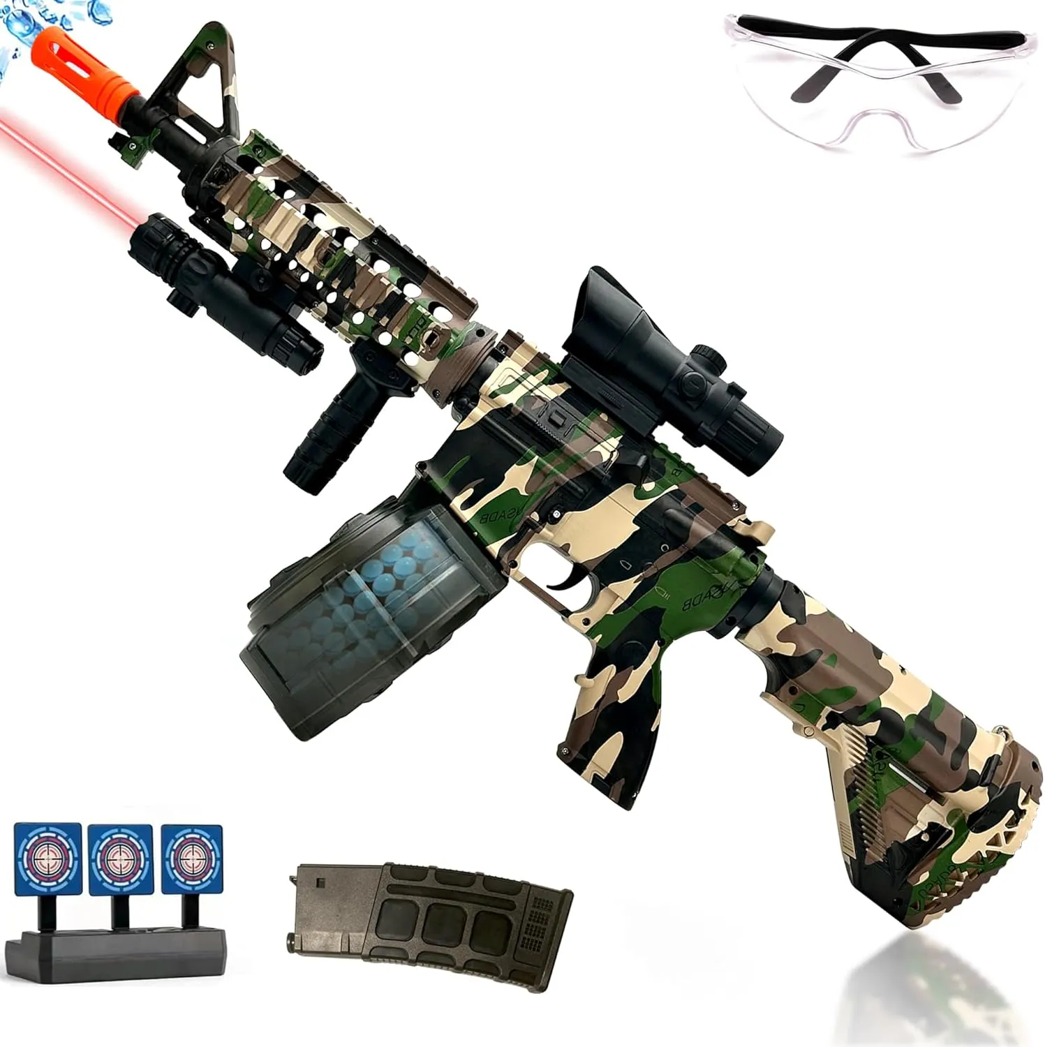 Large Splatter Gel Ball Blaster, Electric Splat Blaster, with Drum & 60,000 Eco-Friendly Orby for Outdoor Games Gel Ball Blaster - Ages 14  (Camouflage)