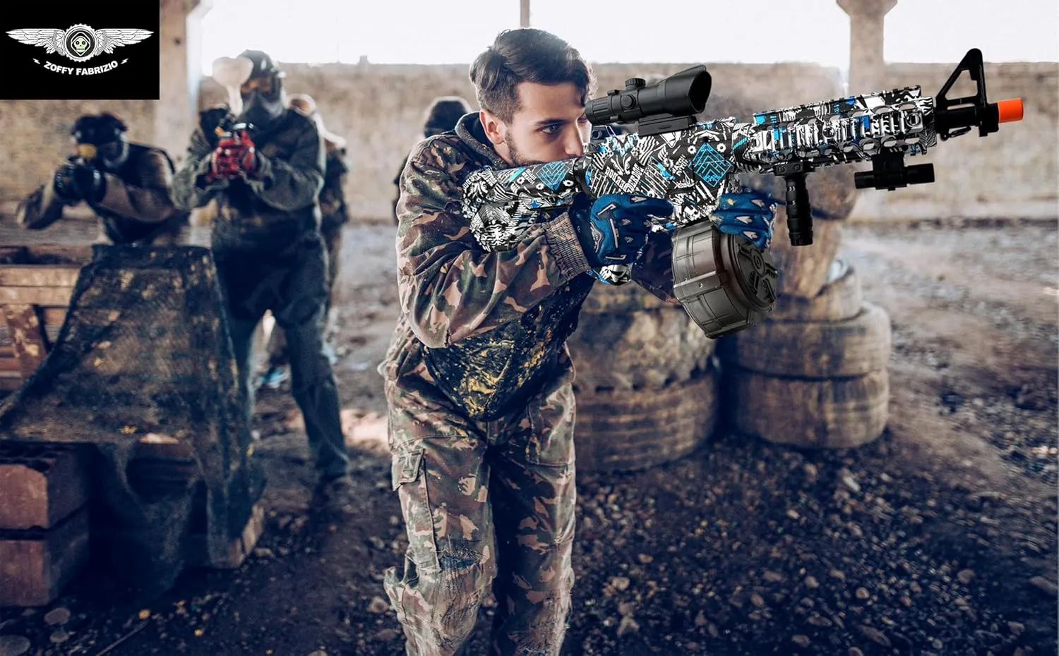 Large Splatter Gel Ball Blaster, Electric Splat Blaster, with Drum & 60,000 Eco-Friendly Orby for Outdoor Games Gel Ball Blaster - Ages 14  (Camouflage)