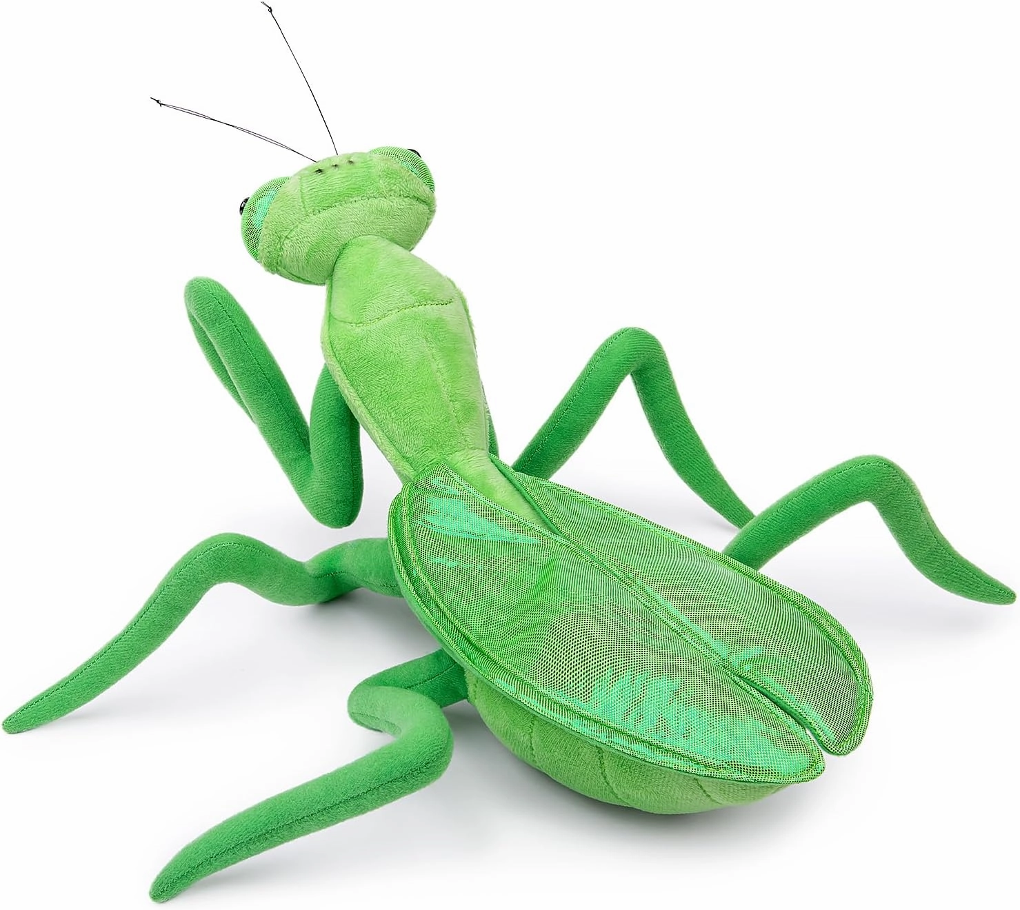 Large Green Mantis Plush Toy - Realistic Mantis Stuffed Animals 15in, Lifelike Soft Big Wings Insect Weigted Toys, Simulation Mantis Plushie Model Toy, Unique Plush Gift Collection for Kids