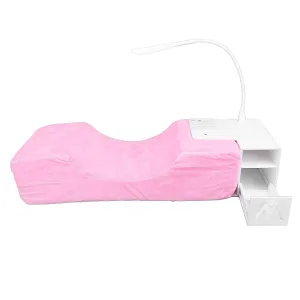 Lash Extension Grafting Pillow, 3 Brightness LED Light Eyelash Extension Pillow Ergonomic Makeup Tool Display Cabinet Shelves With Shelf Organizer Stand for Eyelash Store