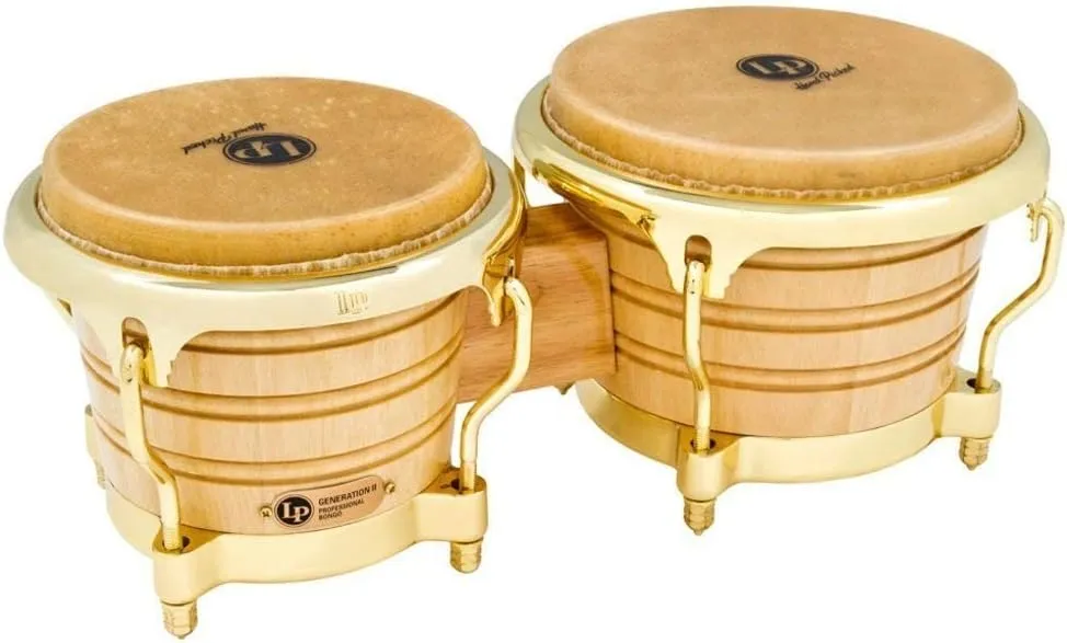 Latin Percussion LP201AX-2AW Bongo Drum, Natural/Gold