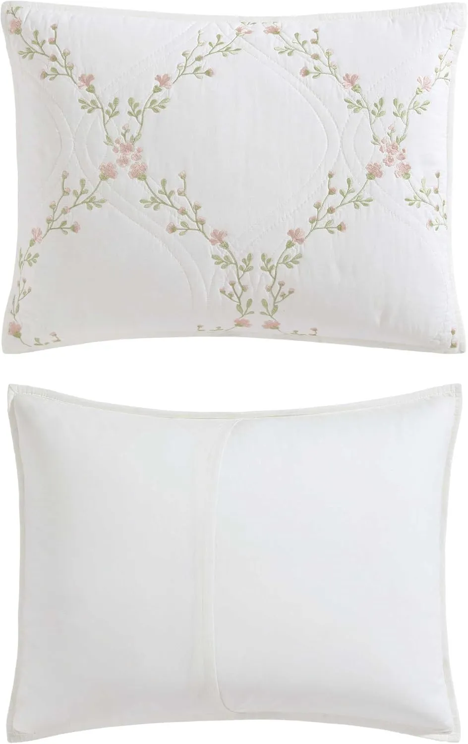 Laura Ashley - King Quilt Set, Super Soft & Breathable Embroidered Bedding with Matching Sham(s), Floral Home Decor (Floral Embroidery Pink, King)