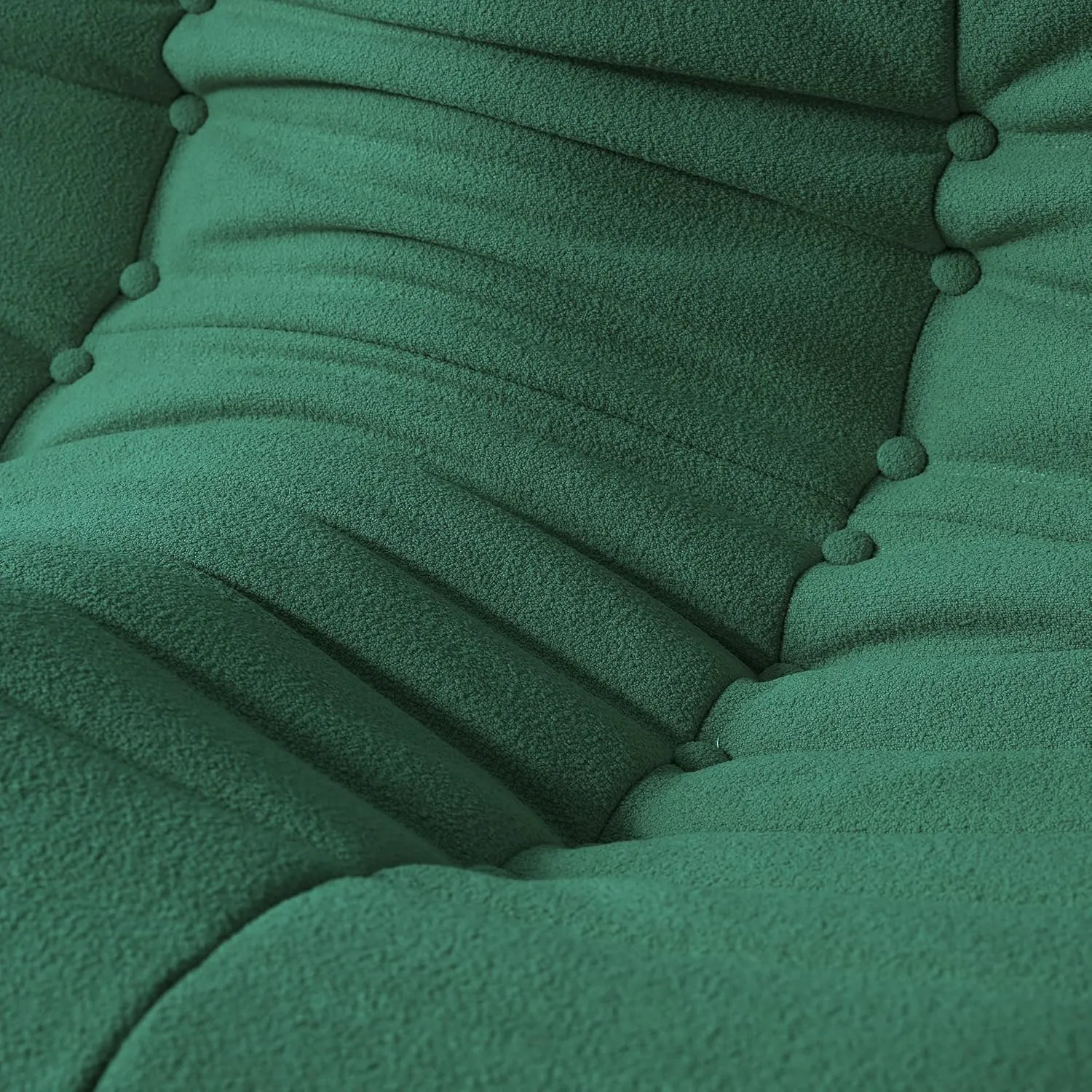 Lazy Floor Sofa, Fireside Chair,Teddy Velvet Sofa Bean Bag Couch, Lounge Accent Chair for Living Room Corner Bedroom Salon Office (3 Seater, Green)