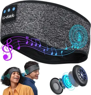 LC-dolida Sleep Headphones Wireless Bluetooth Headband Headphones for Sleeping Music Band Cozy Sleep Mask with Thin HD Stereo Speakers Perfect for Side Sleepers, Sport,Travel Best Gifts for Men Women