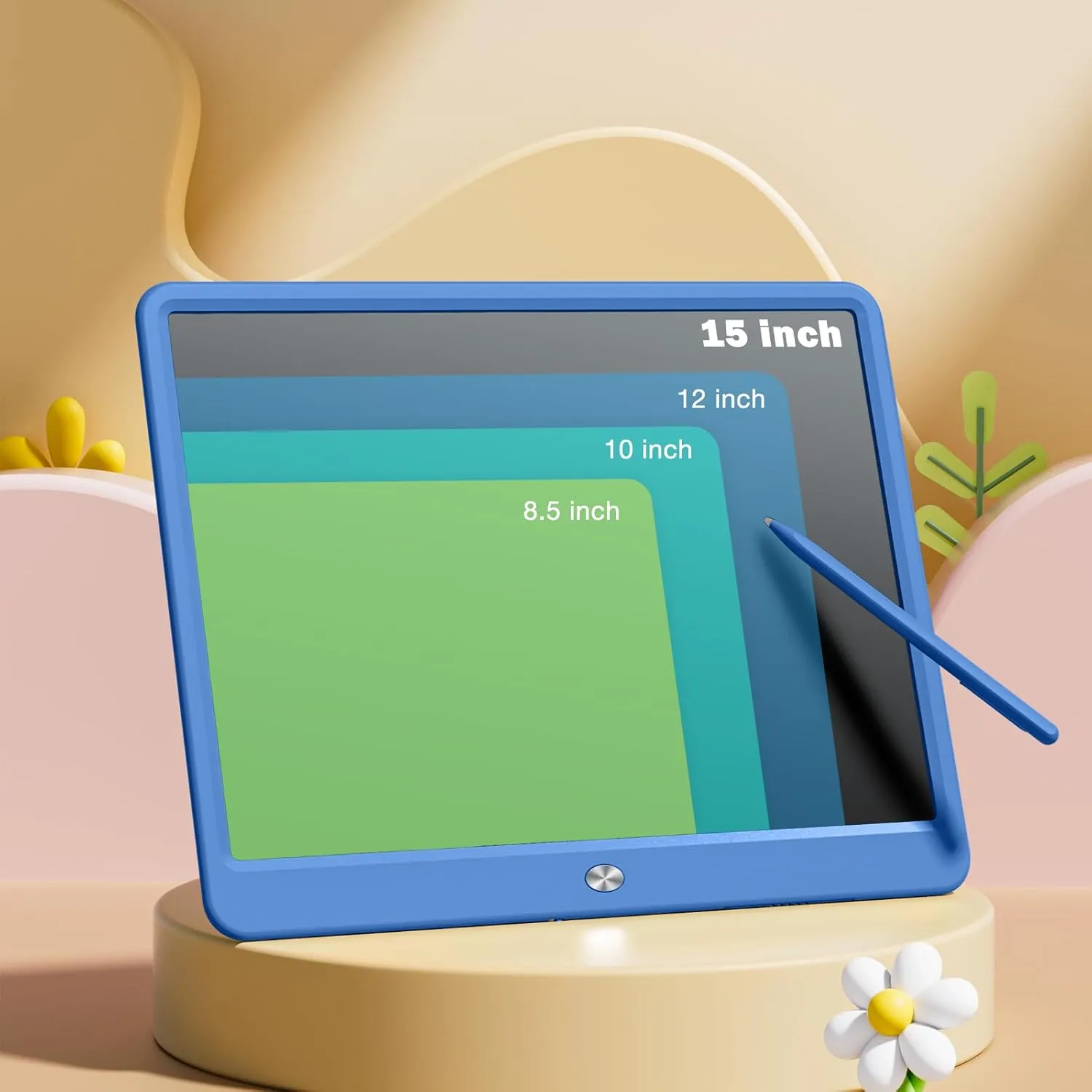 LCD Writing Tablet for Kids, Large Screen 15-Inch Drawing Writing Tablet Doodle Board, Toddler Educational Toys Girls Boys 3-12  Year Old Birthday Gift Office Road Trip Essentials, Navy