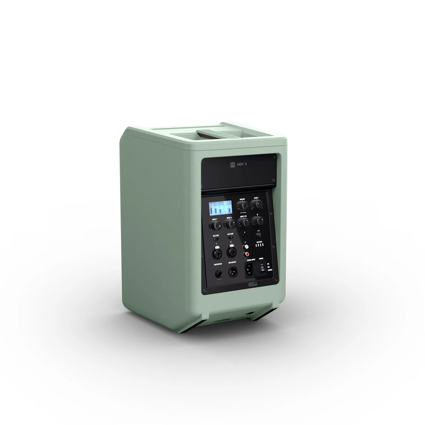 LD Systems ANNY 8 GN - Portable Battery PA Speaker with Mixer & Bluetooth, Adventure Green