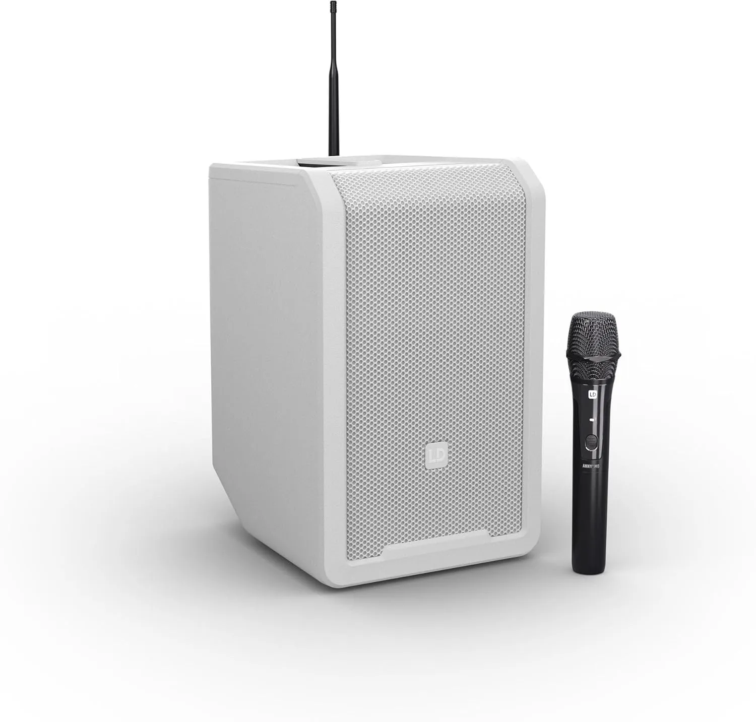 LD Systems ANNY 8 HHD B4.7 Portable Battery-Powered Bluetooth PA Loudspeaker with Handheld Microphone, White