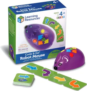 Learning Resources Code & Go Robot Mouse - 31 Pieces, Ages 4 , Coding STEM Toys, Screen-Free Coding Toys for Kids