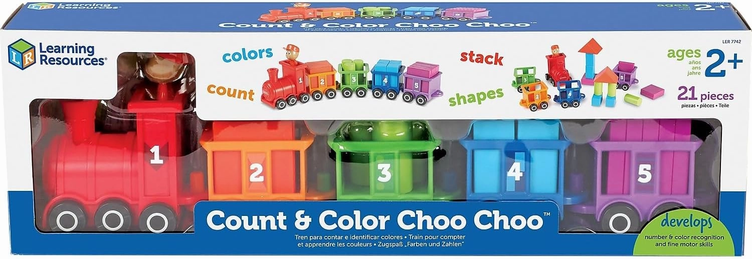 Learning Resources Count & Color Choo Choo, Interactive Train Learning Toy, 21 Pieces, Ages 2 