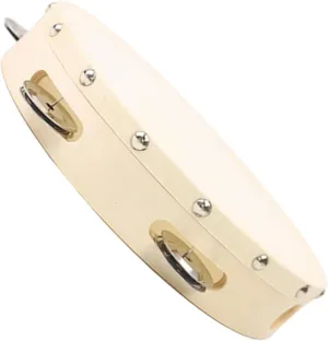 Leather Faced Tambourine Set Percussion Tools With Curved Edges Suitable For Classroom Event And Family Performances