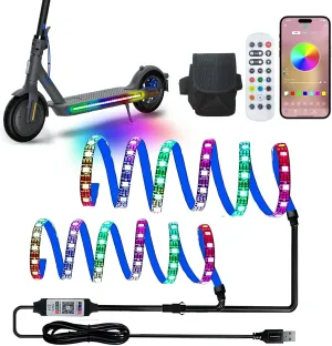 Led Lights for Scooter Night Riding, Battery Powered Remote & APP Controlled Colorful Skateboard Lights