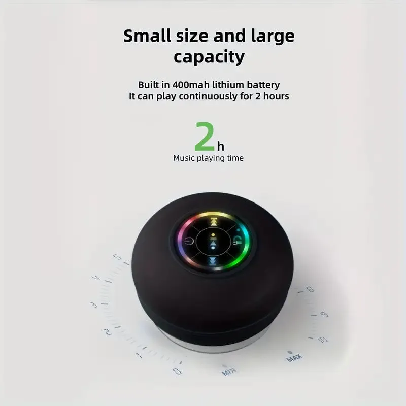 LED Portable Wireless Rechargeable Suction Bathroom Speaker