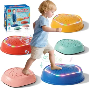 Lehoo Castle Light up Stepping Stones for Kids, Non-Slip Toddler Stepping Stones, Outdoor Toys for Toddlers 18 Months , Obstacle Course for Kids