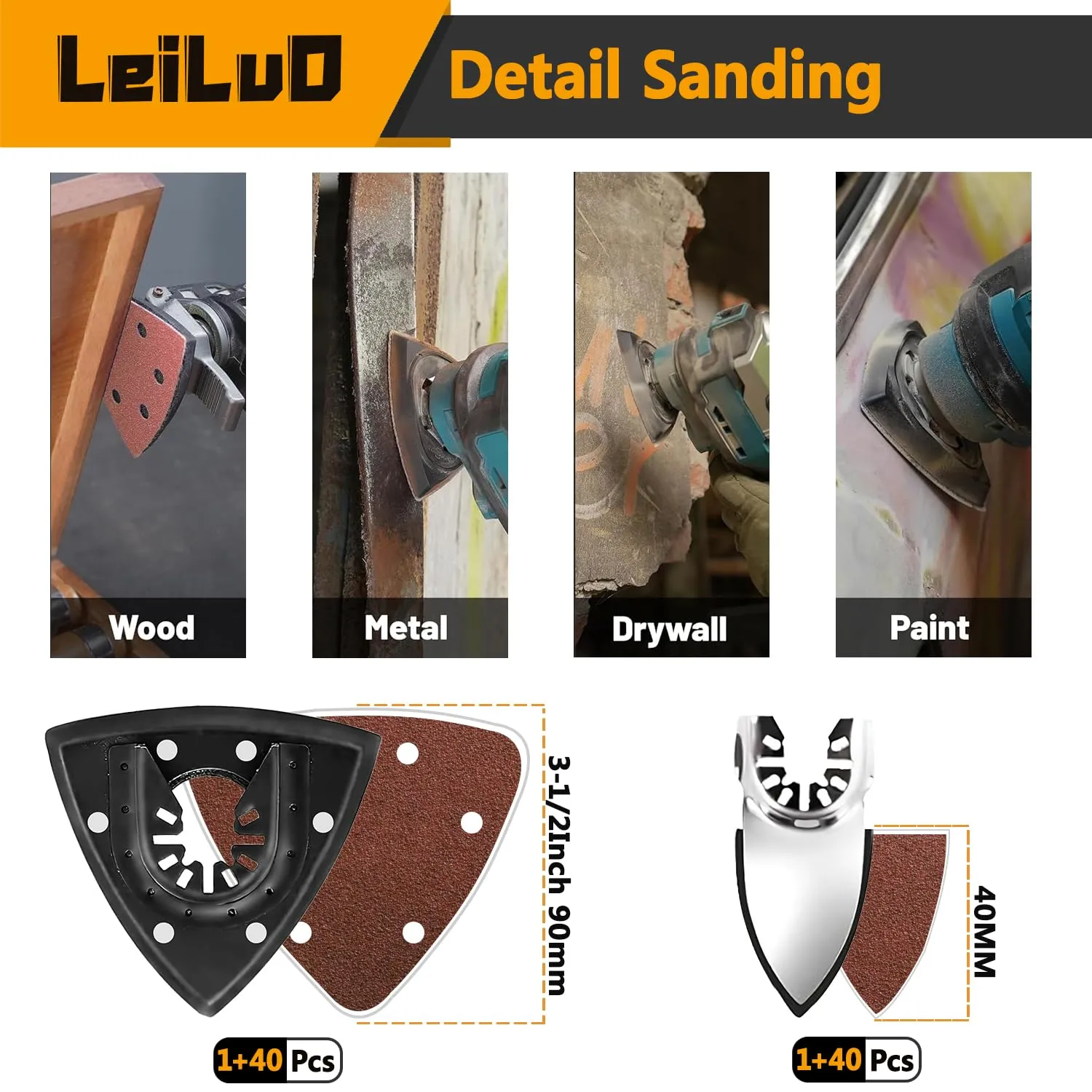LEILUO 112 Pcs Multitool Blade Kits Cutting Sanding Grout Removal Universal Oscillating Tool Accessories with Storage Bag Compatible with DeWalt Makita Dremel and More