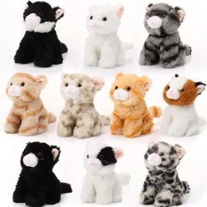 Lenwen 10 Pcs Cat Stuffed Animals Bulk Soft Cuddly Kitten Plush Sets Smitten Kittens Assorted Fluffy Stuffed Cats for Kiddos Birthday Gift Pet Party Favors Goodie Bags Stuffers(Sitting Style)