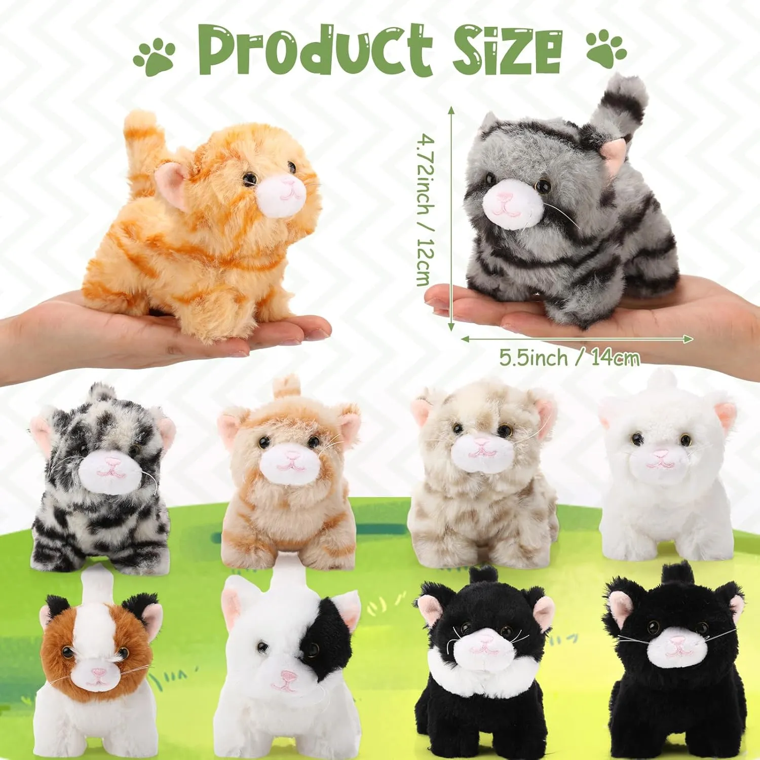 Lenwen 10 Pcs Cat Stuffed Animals Bulk Soft Cuddly Kitten Plush Sets Smitten Kittens Assorted Fluffy Stuffed Cats for Kiddos Birthday Gift Pet Party Favors Goodie Bags Stuffers(Standing Style)