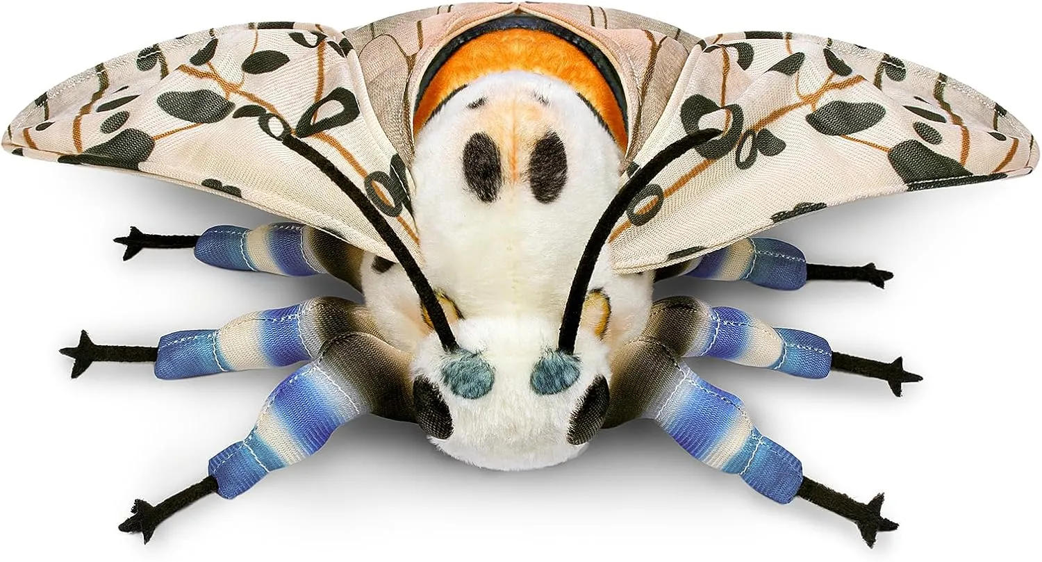 Leopard Moth Plush Toy, Giant 16in Stuffed Animals, Realistic Soft Big Moth Plushie Model Toy, Unique Plush Gift Collection for Kids