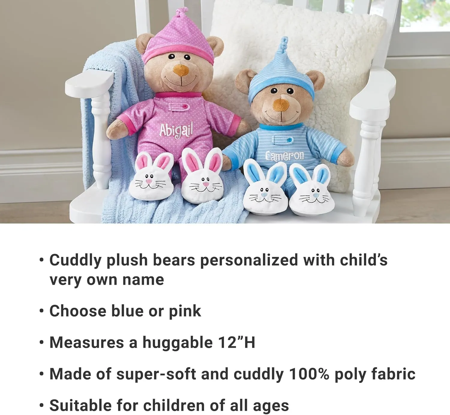 Let's Make Memories Personalized Pajama Bear - Stuffed Animal - Teddy Bear - Newborn - Baby - Kids - Blue