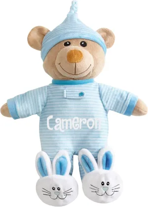 Let's Make Memories Personalized Pajama Bear - Stuffed Animal - Teddy Bear - Newborn - Baby - Kids - Blue