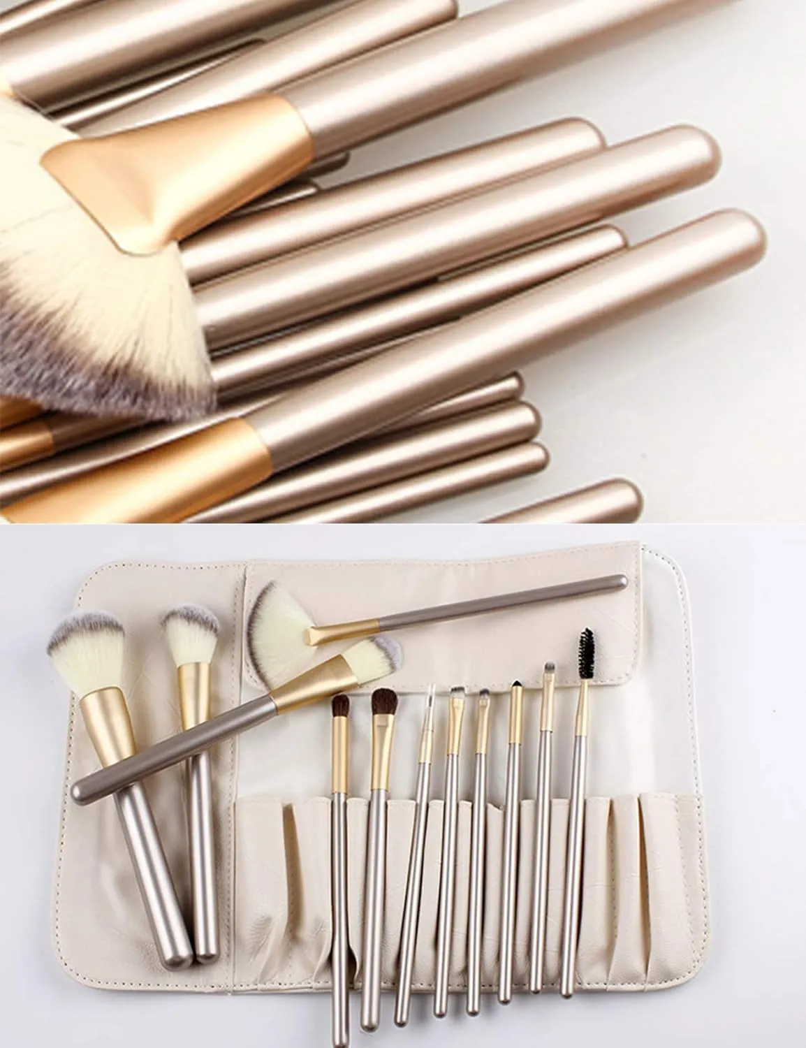 Letuwj 24 Piece Makeup Brush Set for Foundation Blush Concealer with Bag White Bag Pink 1