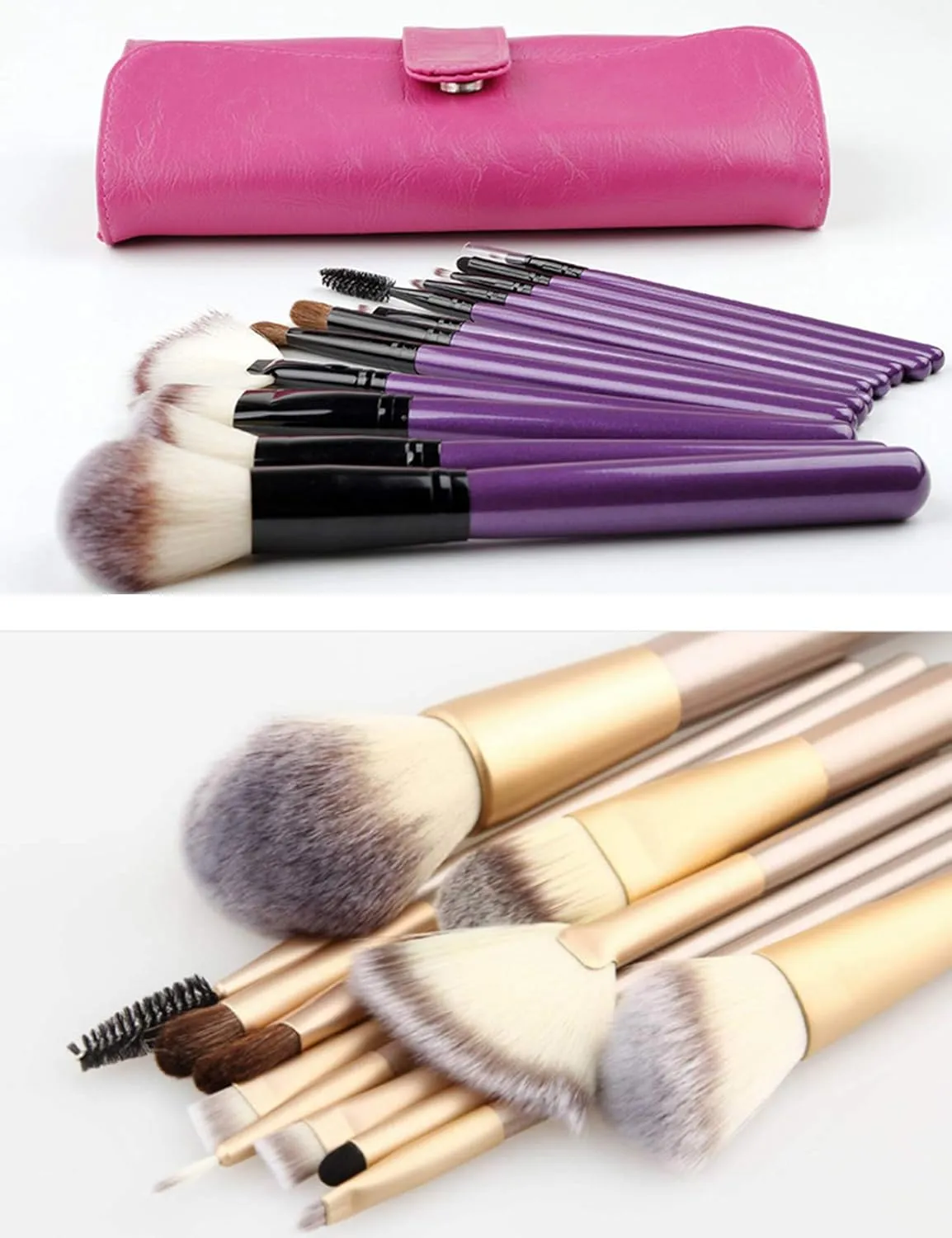 Letuwj 24 Piece Makeup Brush Set for Foundation Blush Concealer with Bag White Bag Pink 1