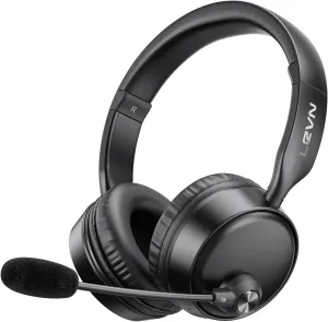 LEVN Bluetooth Headset, Bluetooth Headphones with Microphone (AI Noise Cancelling), 60 Hrs Working Time Dual Connection Wireless Headset with Mic & Mute Button for Work/Phone/Call Center/PC/Laptop