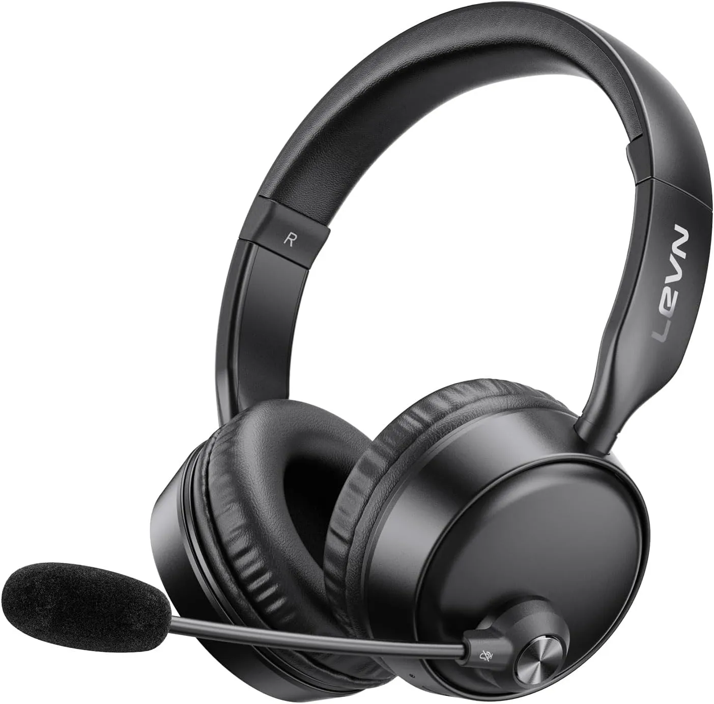 LEVN Bluetooth Headset, Bluetooth Headphones with Microphone (AI Noise Cancelling), 60 Hrs Working Time Dual Connection Wireless Headset with Mic & Mute Button for Work/Phone/Call Center/PC/Laptop