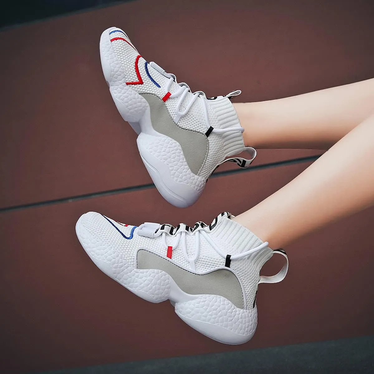 LIBINXIF Women's Men's Upper Light Breathable Fashion Non-Slip Sneakers Comfortable Walking Shoes Couple Shoes Sock Shoes Running Shoes Trainers Shoes Large Shoes