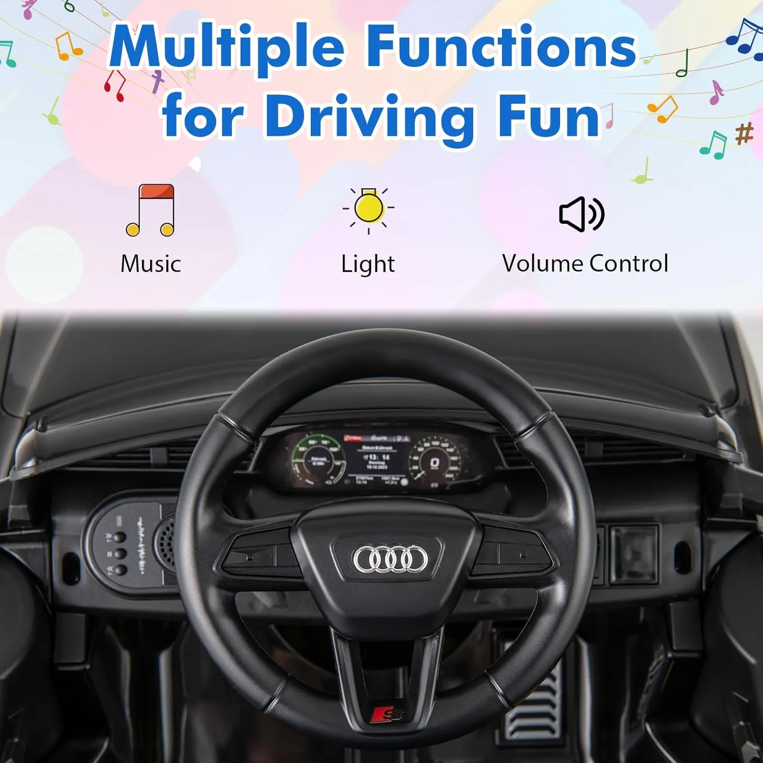 Licensed Audi SQ8 Ride on Car by INFANS, Battery Powered Electric Vehicle for with Remote Control, Adjustable Music, LED Lights, Suspension, Driving Toy Gift for Kids Toddler Age 3  (Black)
