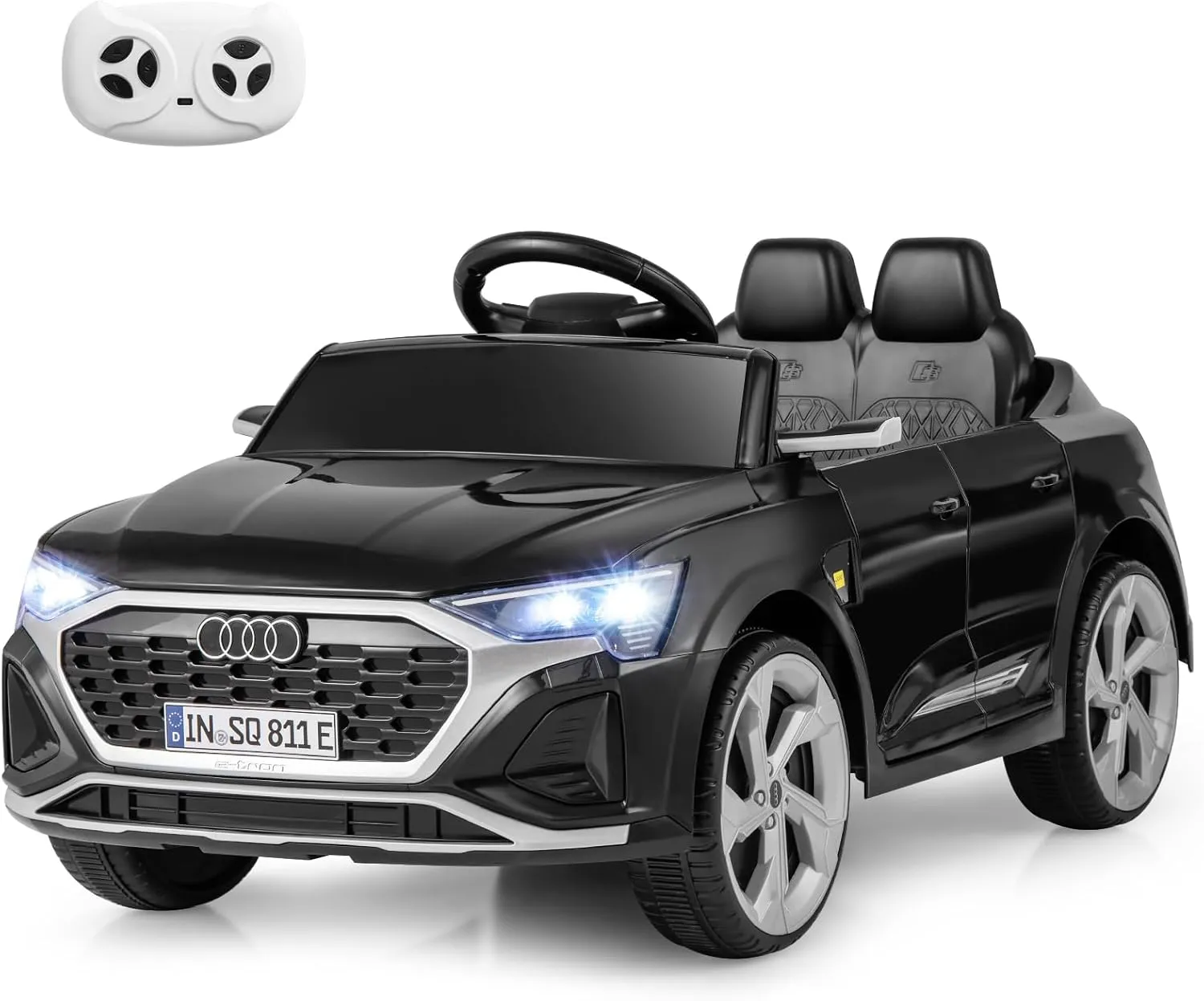Licensed Audi SQ8 Ride on Car by INFANS, Battery Powered Electric Vehicle for with Remote Control, Adjustable Music, LED Lights, Suspension, Driving Toy Gift for Kids Toddler Age 3  (Black)