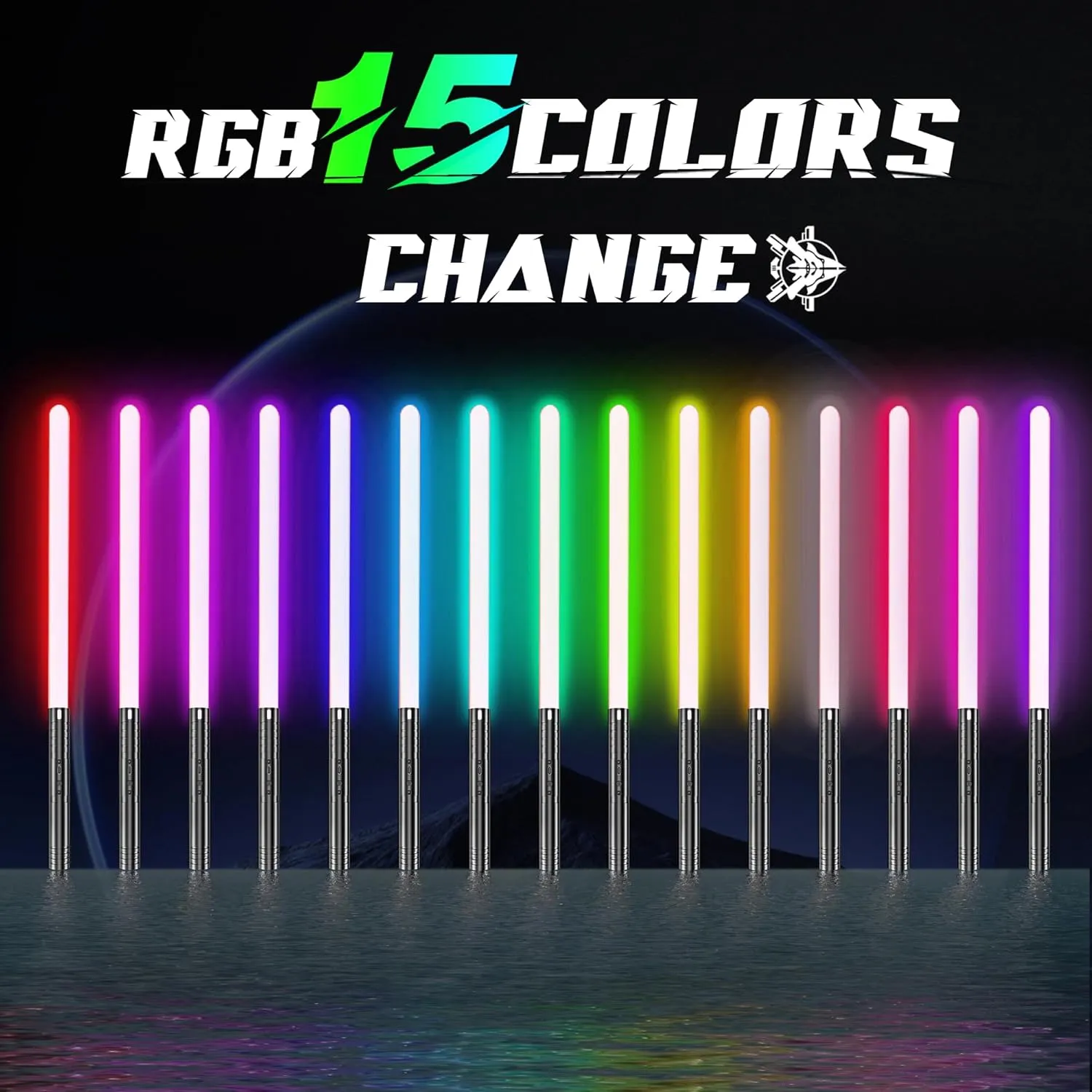 Lightsaber, Light Sabers with RGB 15 Colors, USB Rechargeable Lightsabers with FX Sound and Motion Sensors, Light Saber Sword Toy for Kids, Halloween Xmas Gift, Galaxy War Fighters Cosplay, 2Packs