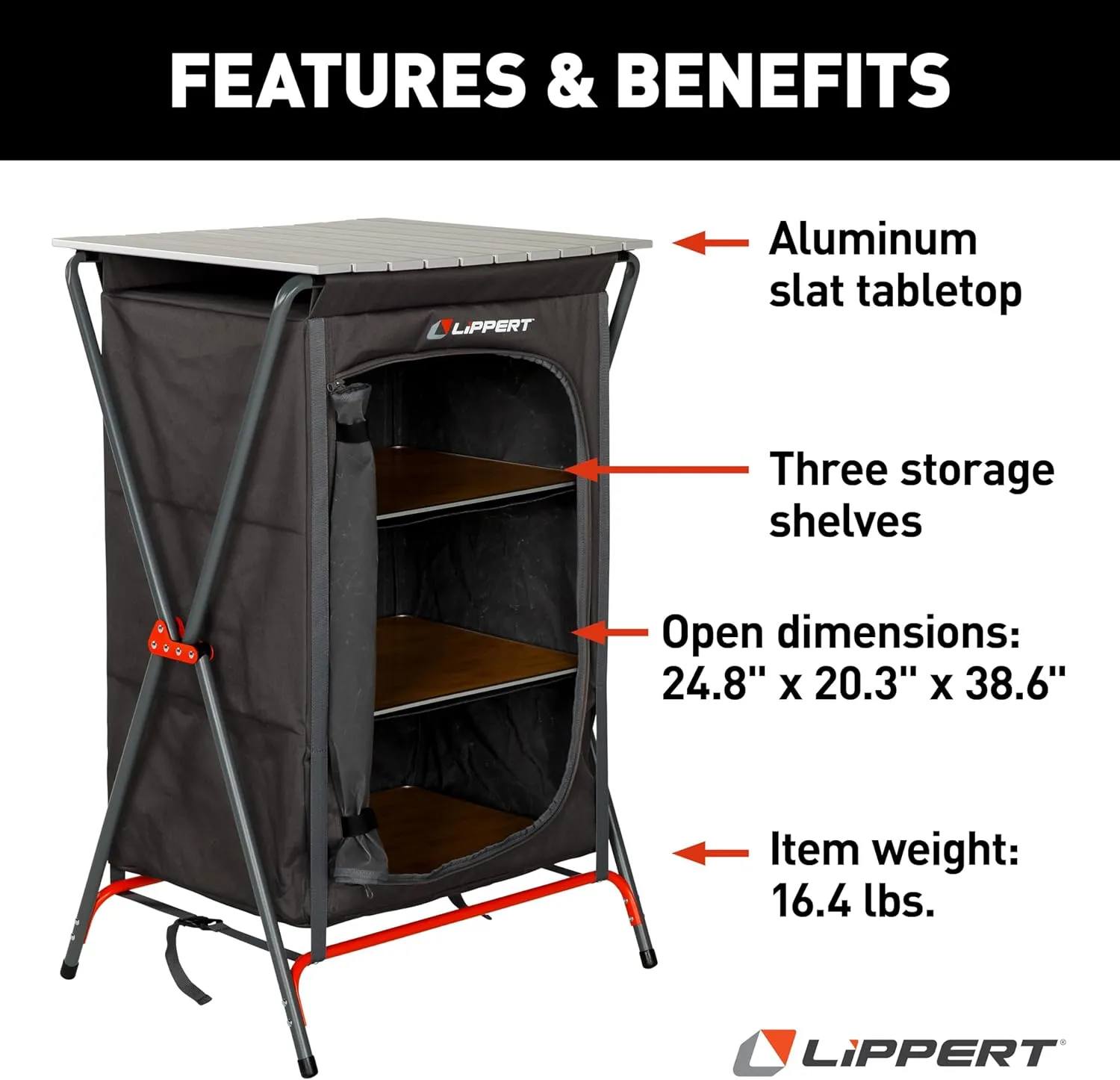 Lippert Big Bear Dark Grey Folding Camping Loveseat with 500-lb. Weight Capacity, Durable Mesh Fabrics, High-Loft Cushioning, Dual Cupholders, Storage Pocket, Zippered Carrying Bag - 2023053717