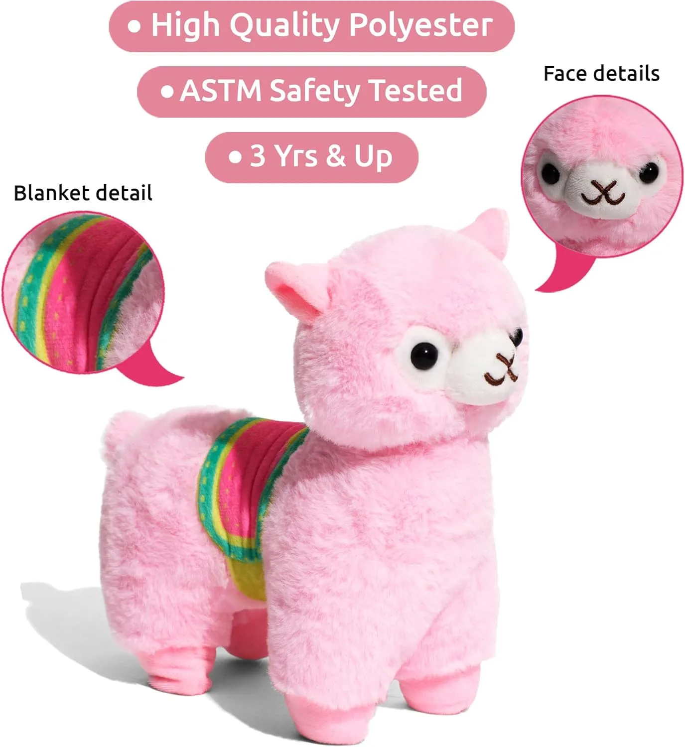 Little Jupiter Pet Plush Set with Purse w/Reversible Sequins & Charm - Stuffed Animal Toy for Kids Ages 4-7 - Stuffed Animal Purse - Stuffed Animals for Girls - (Pink Llama)