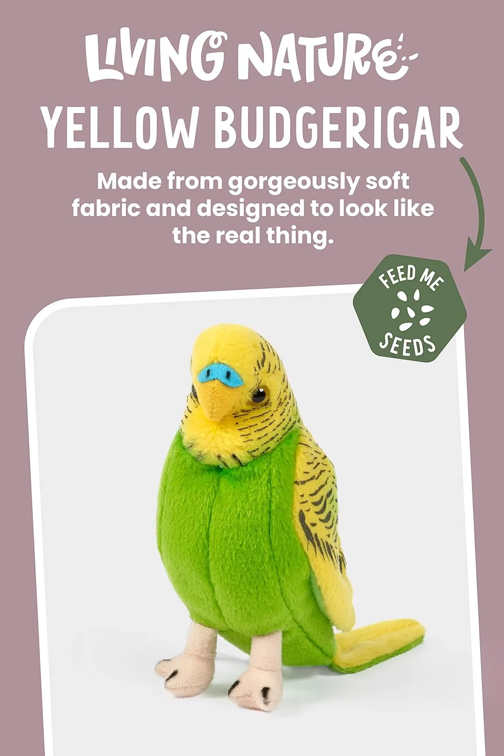 Living Nature Budgerigars Stuffed Animal with Sound | Fluffy Budgerigars Toy | Soft Toy Gift for Kids