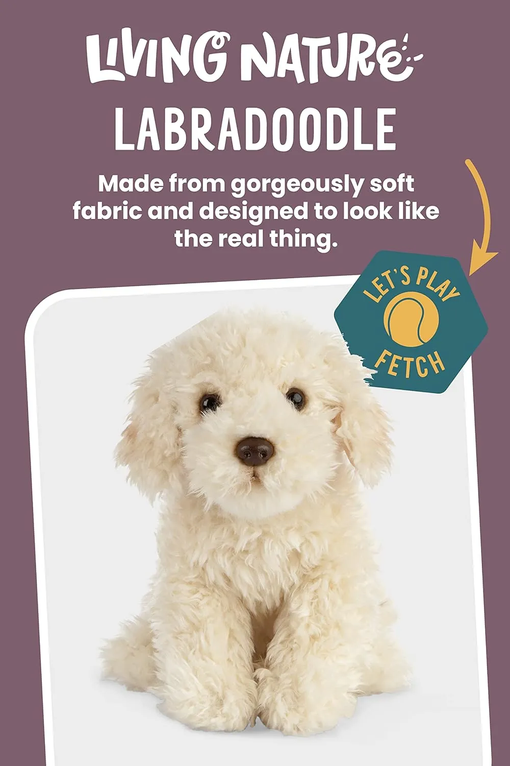 Living Nature Labradoodle Stuffed Animal | Fluffy Dog Animal | Soft Toy for Kids | 10 Inches
