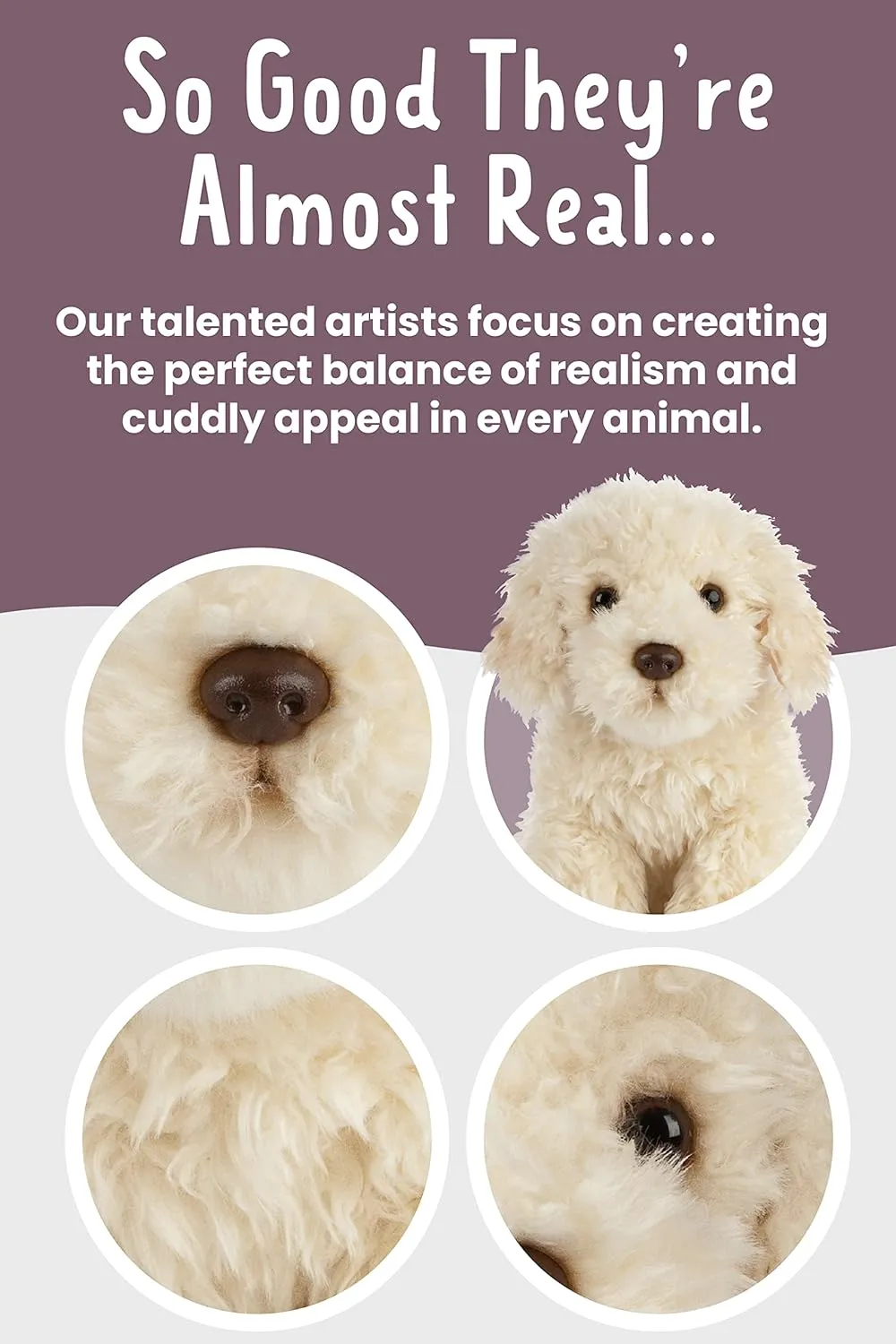 Living Nature Labradoodle Stuffed Animal | Fluffy Dog Animal | Soft Toy for Kids | 10 Inches