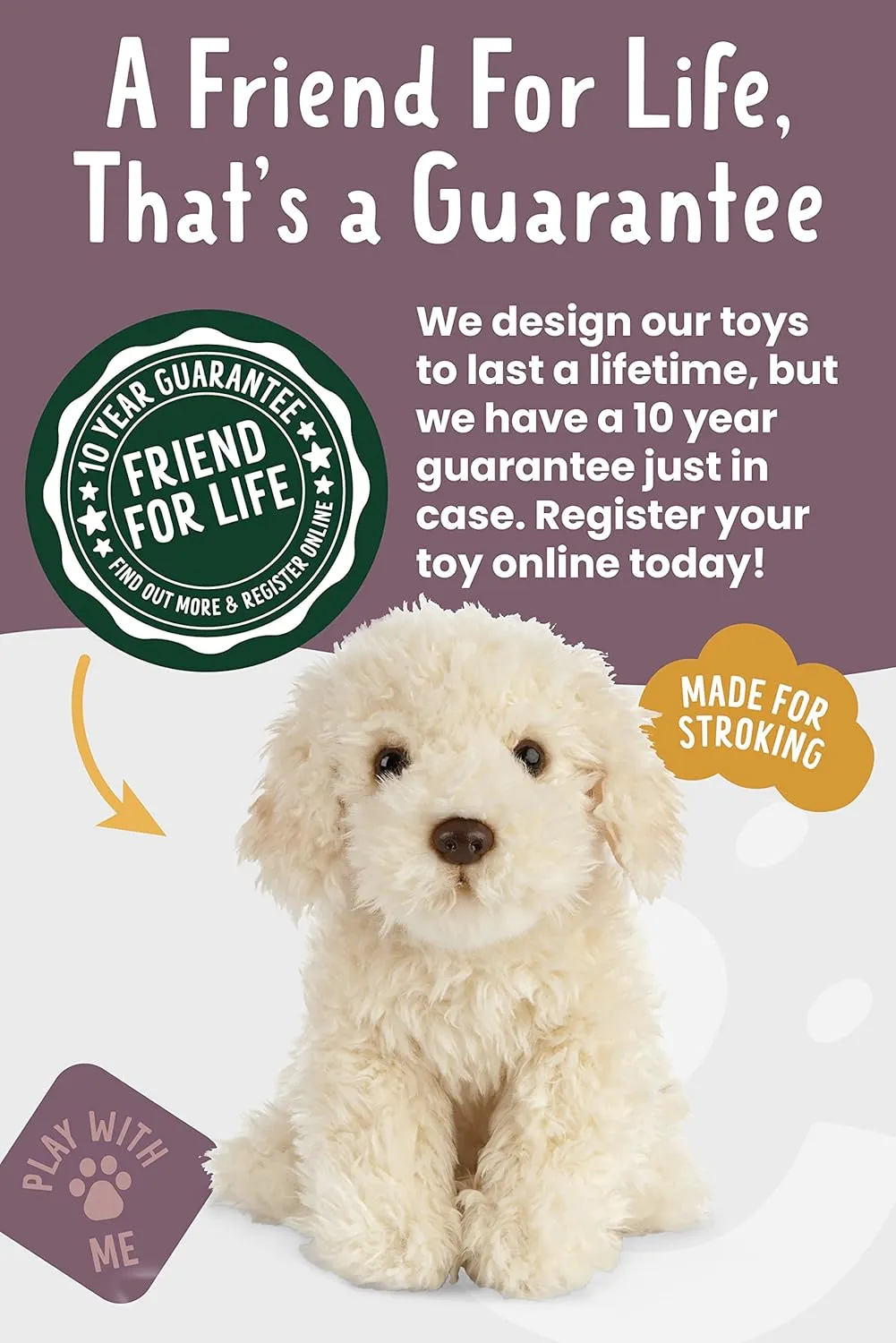 Living Nature Labradoodle Stuffed Animal | Fluffy Dog Animal | Soft Toy for Kids | 10 Inches