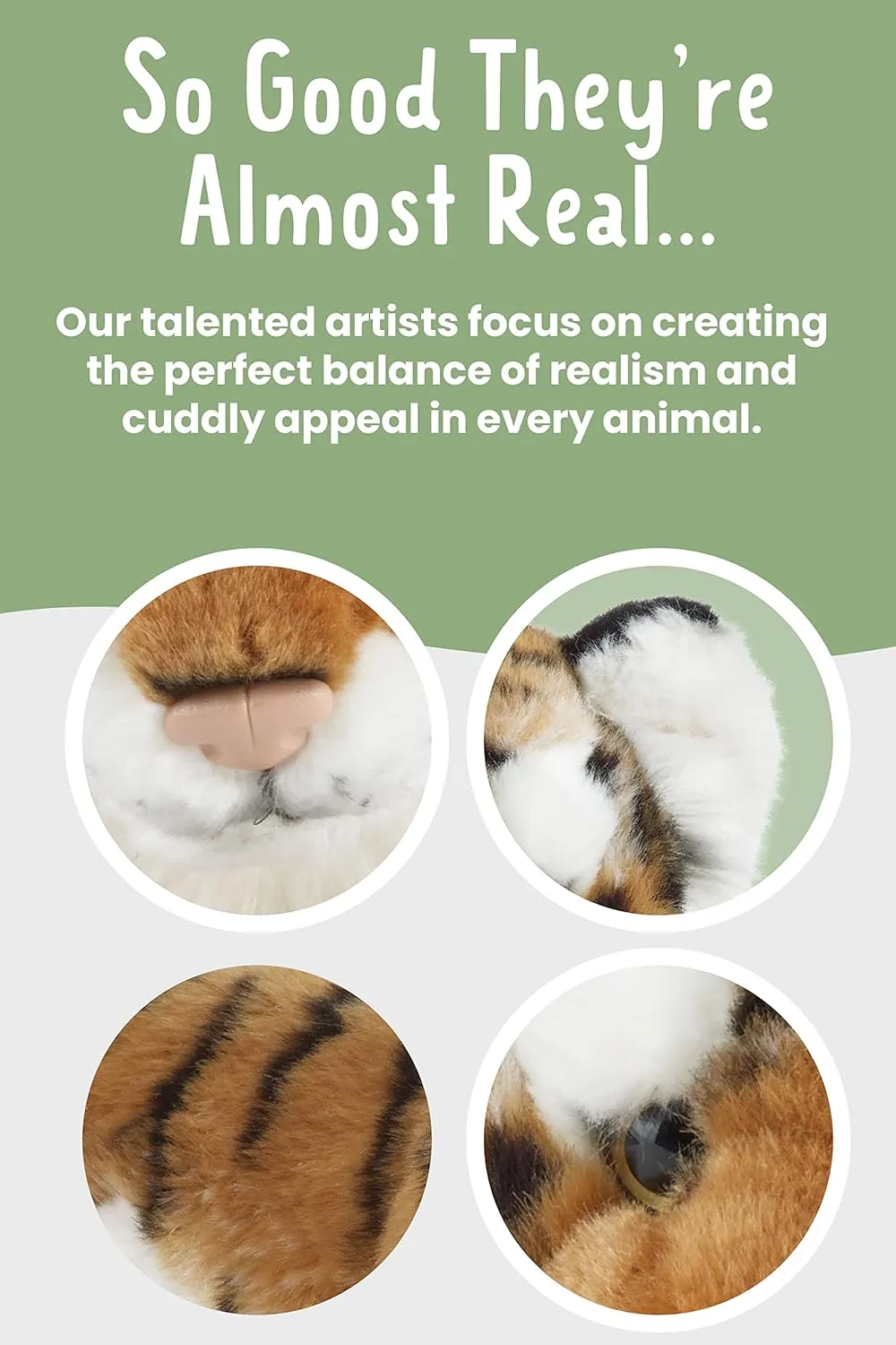 Living Nature Small Tiger Cub Stuffed Animal | Fluffy Tiger Animal | Soft Toy Gift for Kids | 10 inches